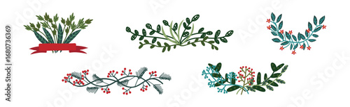 Decorative Twig and Branch Border and Element Vector Set