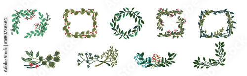 Decorative Twig and Branch Border and Element Vector Set