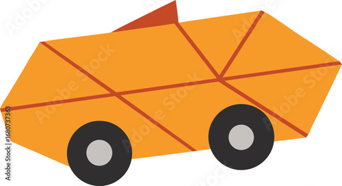 Orange Origami Car Illustration