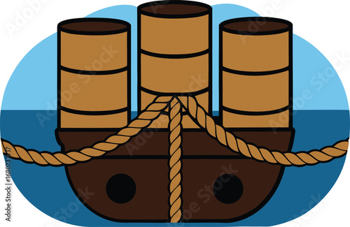 Vintage Steamship with Three Funnels
