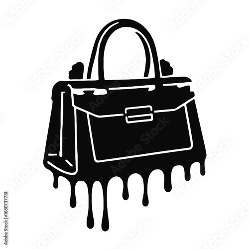 Vector art of fashionable black handbag with paint dripping for stylish womans accessory