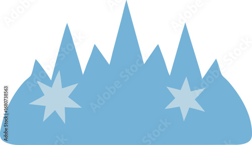 Stylized Blue Winter Ice Mountain Graphic