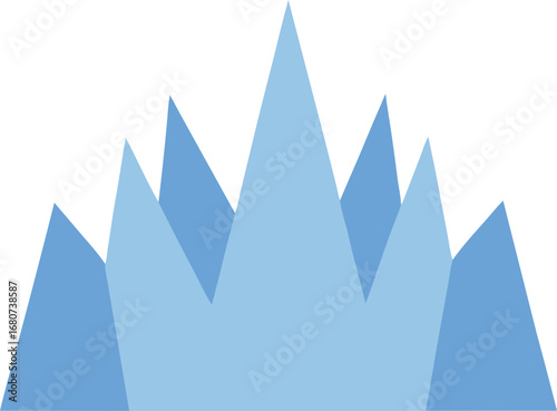 Abstract Blue Ice Mountain Peaks Illustration