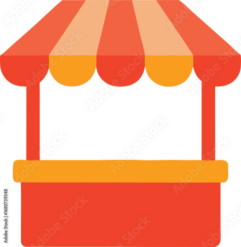 Cartoon market stall with striped awning