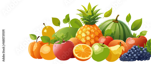 set of fruit and berries banner vector graphic design
