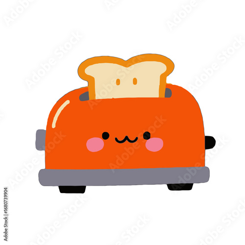 Vector art of cute cartoon toaster with bread, perfect for breakfast and kitchen illustration