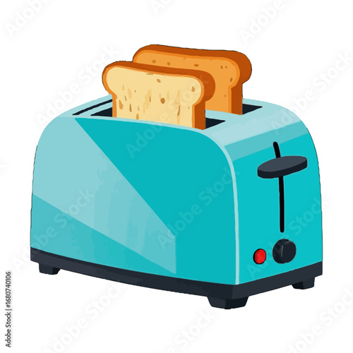 Vector art of blue toaster with two slices of toast popping up illustration