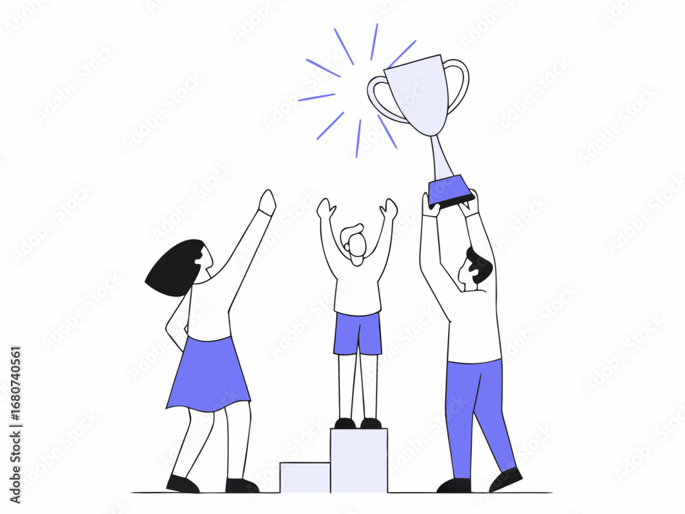 custom made wallpaper toronto digitalTeam celebrating victory with a trophy on a podium