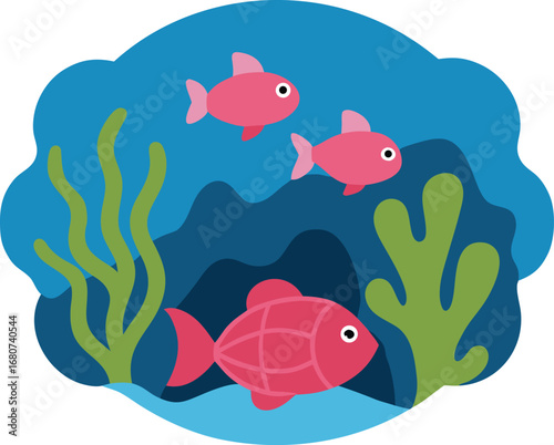 Pink Fish in Underwater Scene