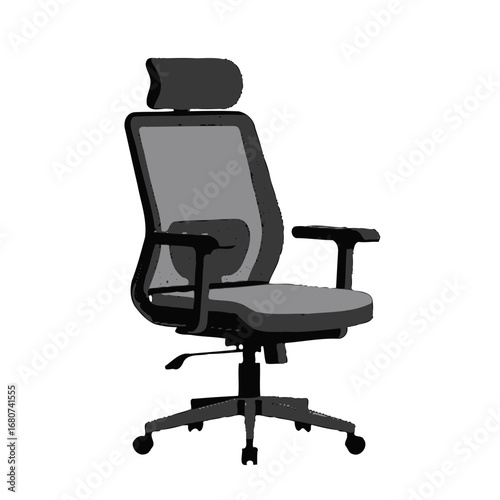 Illustration of a gray ergonomic office chair for comfortable work and posture
