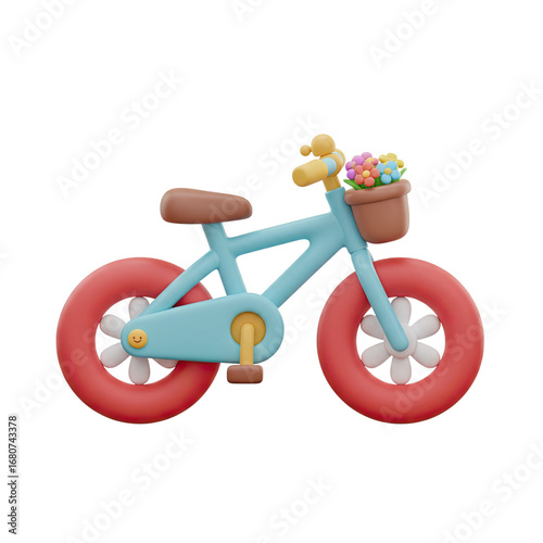 Charming blue bicycle with flower basket ready for a fun ride on a sunny day
