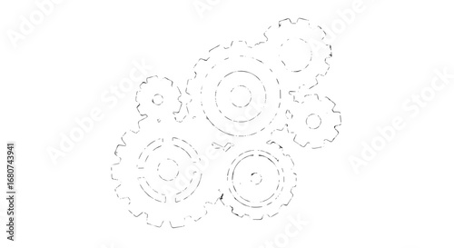Interlocking gears turning and rotating. Mechanism, engineering, innovation, cogwheel, teamwork, process, machine, technology, industry, development
