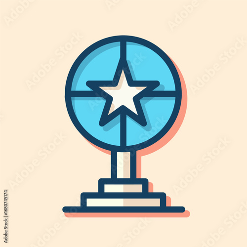 Trophy award with star illustration. Trophy award with star icon for success achievement recognition excellence concept