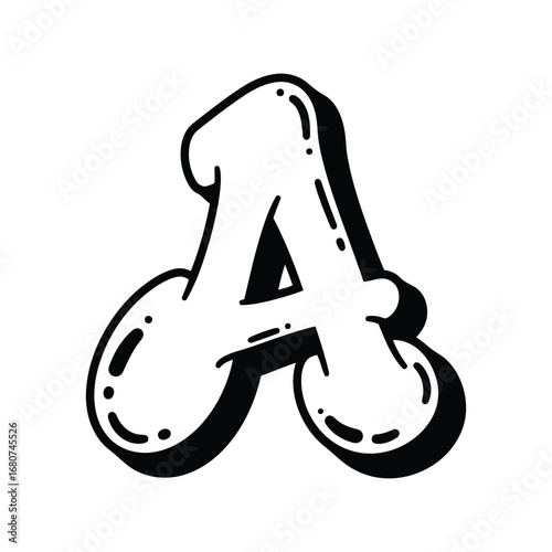 Graffiti style letter a bubble font 3d alphabet design vector