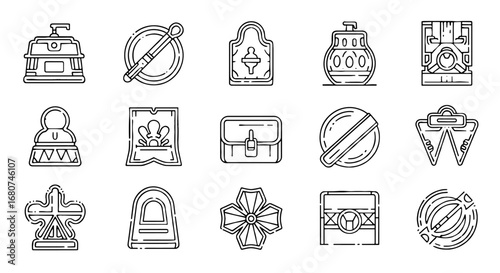 Steampunk icons set. Mechanical design elements, vintage style, antique, retro, engineering, fantasy, machine, gadget, device, technology, gears, industrial
