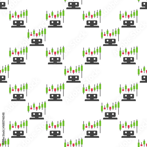Robot with Candlestick Chart vector Crypto Trading Algorithms seamless pattern