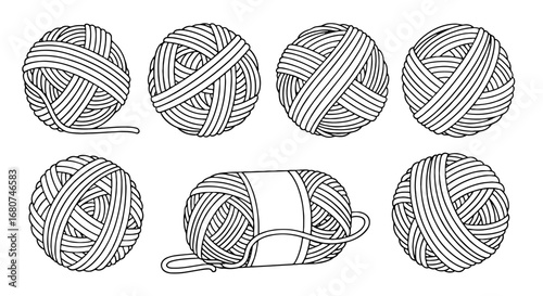 Yarn ball collection. Crochet, knitting, fiber arts, crafting, needlework, textiles, hobby, wool, textile, design, handmade, art.
