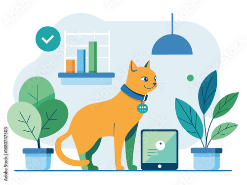 Smart cat wearable tech trendy pet gadget connected feline technology modern pet owner device digital pet care