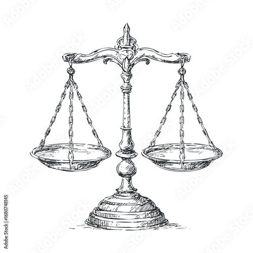 Symbol of justice with a classic scale design for law themes. Vector illustration