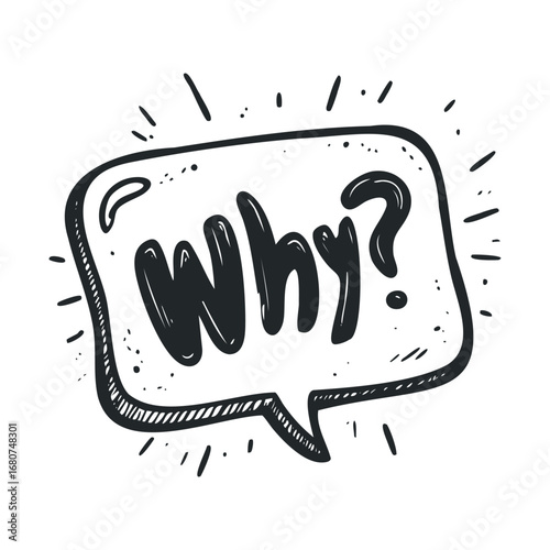 Concept of questioning and curiosity in doodle style artwork. Vector illustration