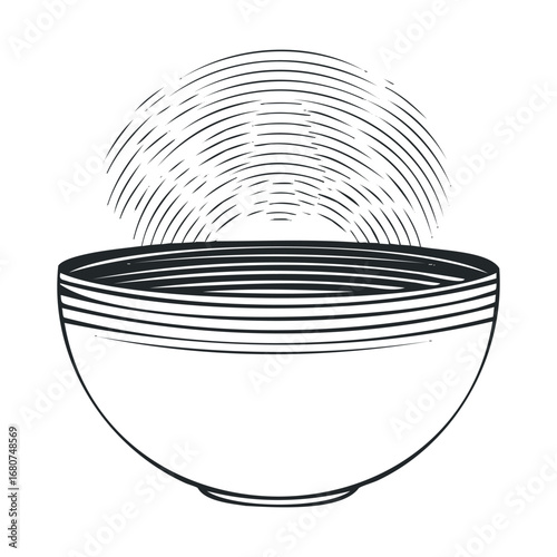 Bowl with steam rising for culinary art and cooking inspiration. Vector illustration