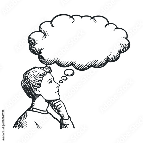 Contemplation and reflection in a thoughtful moment. Vector illustration