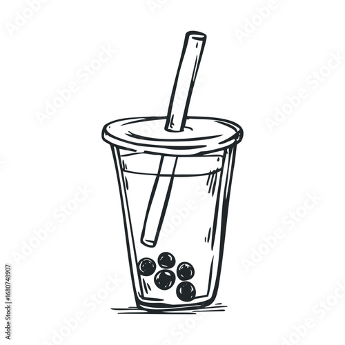Refreshing bubble tea cup with straw ready for enjoyment. Vector illustration