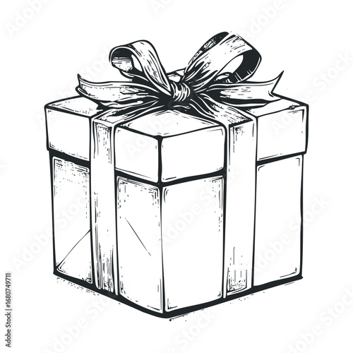Elegant gift box with ribbon for celebration and special occasions. Vector illustration