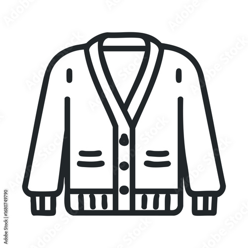 Cozy knitted cardigan design for winter fashion trends. Vector illustration