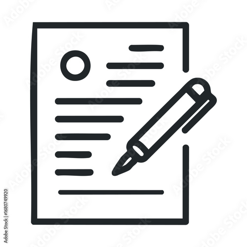 Document with pen and notes for effective writing process. Vector illustration