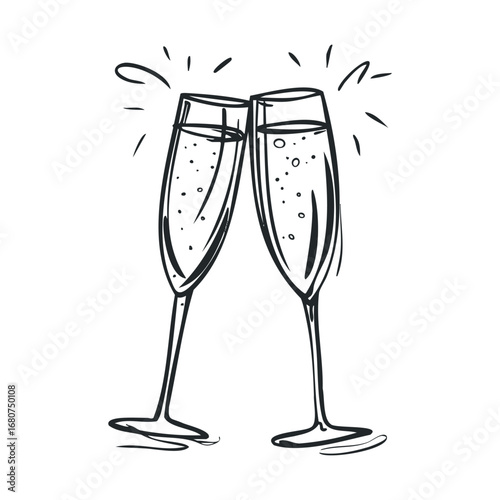 Celebration with sparkling drinks in elegant glasses for gatherings. Vector illustration