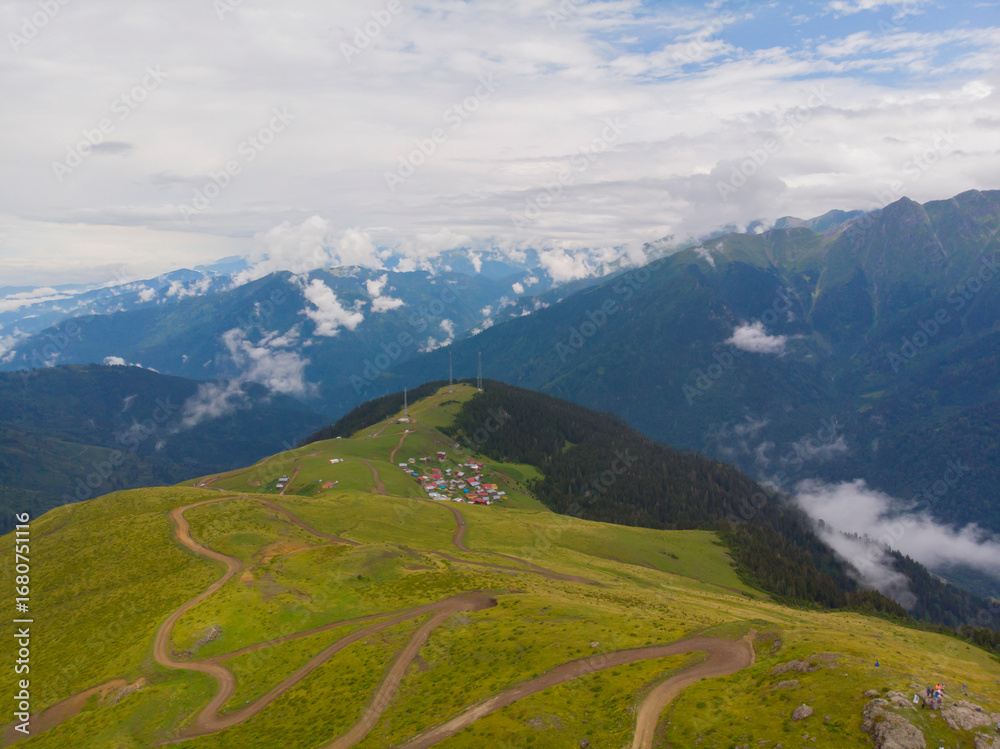 Obraz premium Aerial view of Kaçkar mountains and plateaus