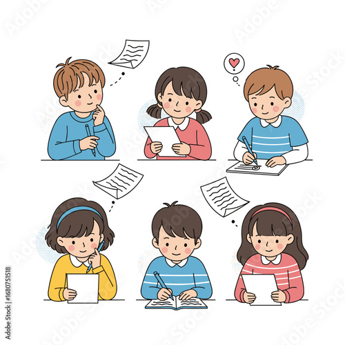 Young students engaged in thoughtful learning and creative expression during a classroom activity