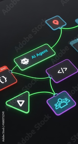 Ai agent node in a digital network of processes