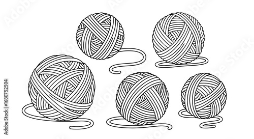 Balls of yarn with loose ends. Knitting, crochet, crafting, wool, thread, hobby, textile, craft, design, art.