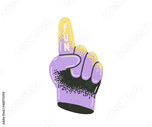 Foam fan gloves with thumbs up, team support. Number one fan glove, sport concept support sign, sports competition. Vector illustration