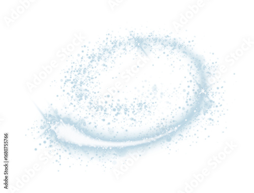 Spiraling trail of sparkly particles isolated on transparent background