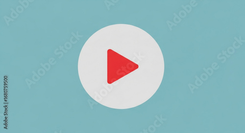 Red play button icon in a white circle on a blue background