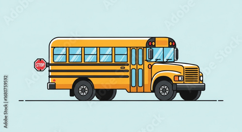 A yellow school bus with a stop sign on the side, used for student transportation