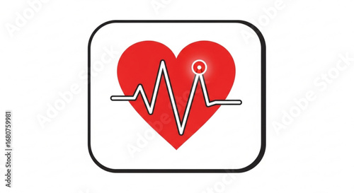 Heart pulse icon, a symbol of health, cardiology, and vital life signs for medical use