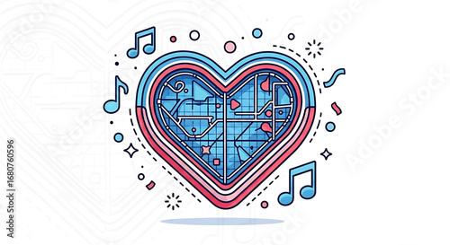 Digital Heartbeat Melody Inspiring Technology Innovation and Futuristic Music Vibes