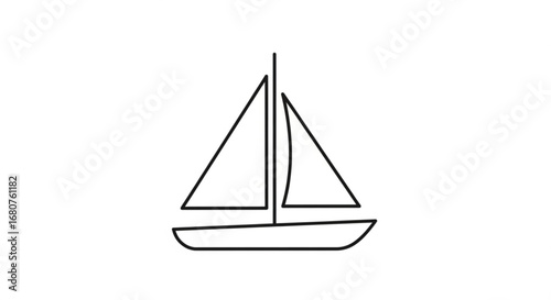 Simple outline of a sailboat on, a symbol of sea travel and nautical adventure