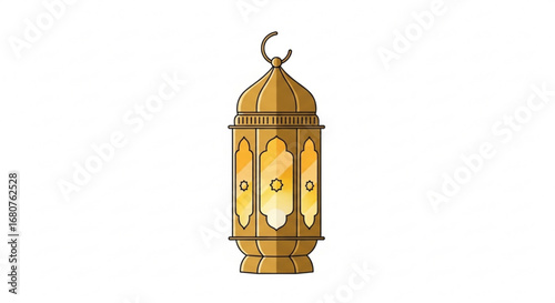 Golden ramadan lantern with intricate details, perfect for islamic and arabic celebrations