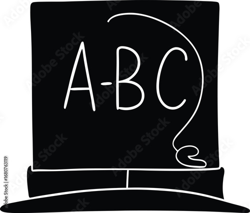 Chalkboard with abc letters and a question mark silhouette isolated on white background isolated on transparent background