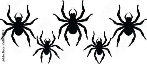 Minimalist Illustration of Five Spiders Possibly with a Dog Theme