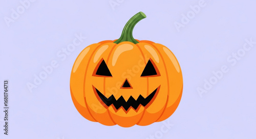 Cartoon illustration of a carved halloween pumpkin with a spooky face, perfect for festive designs