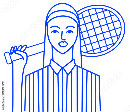 Player tennis womanVector linear icon illustration.