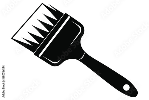 Paint Brush Icon in Flat Design Style, Black Silhouette with White Background