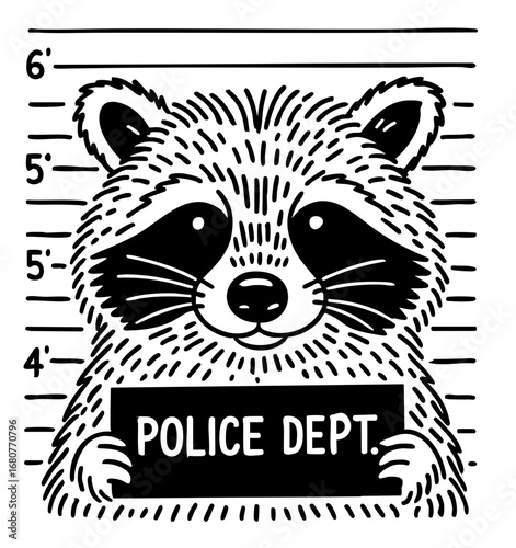 Mischievous Raccoon Mugshot