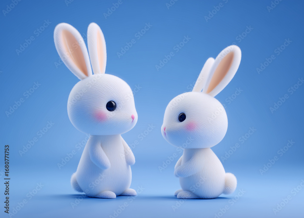 Fototapeta premium A 3D cartoon rabbit stands out against the background